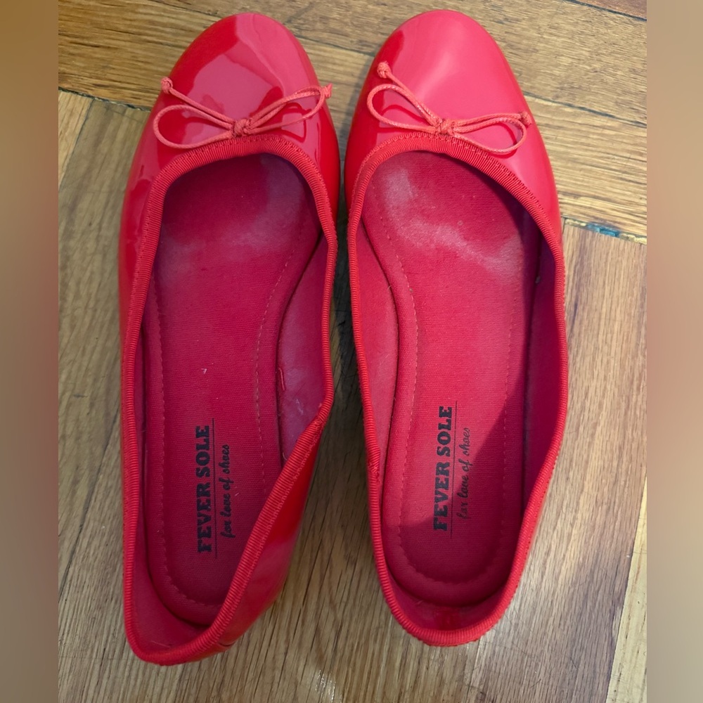 Fever Sole Patent Leather Red Ballet Flats